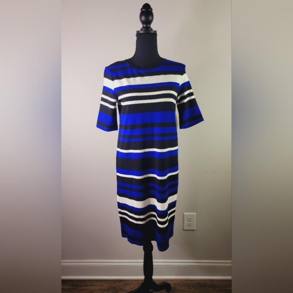 Ralph Lauren Dress. NWT Size XS Vibrantly Striped Blue and Black Dress